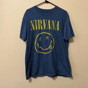 Blue/Yellow Nirvana Band T-shirt Short Sleeve - L